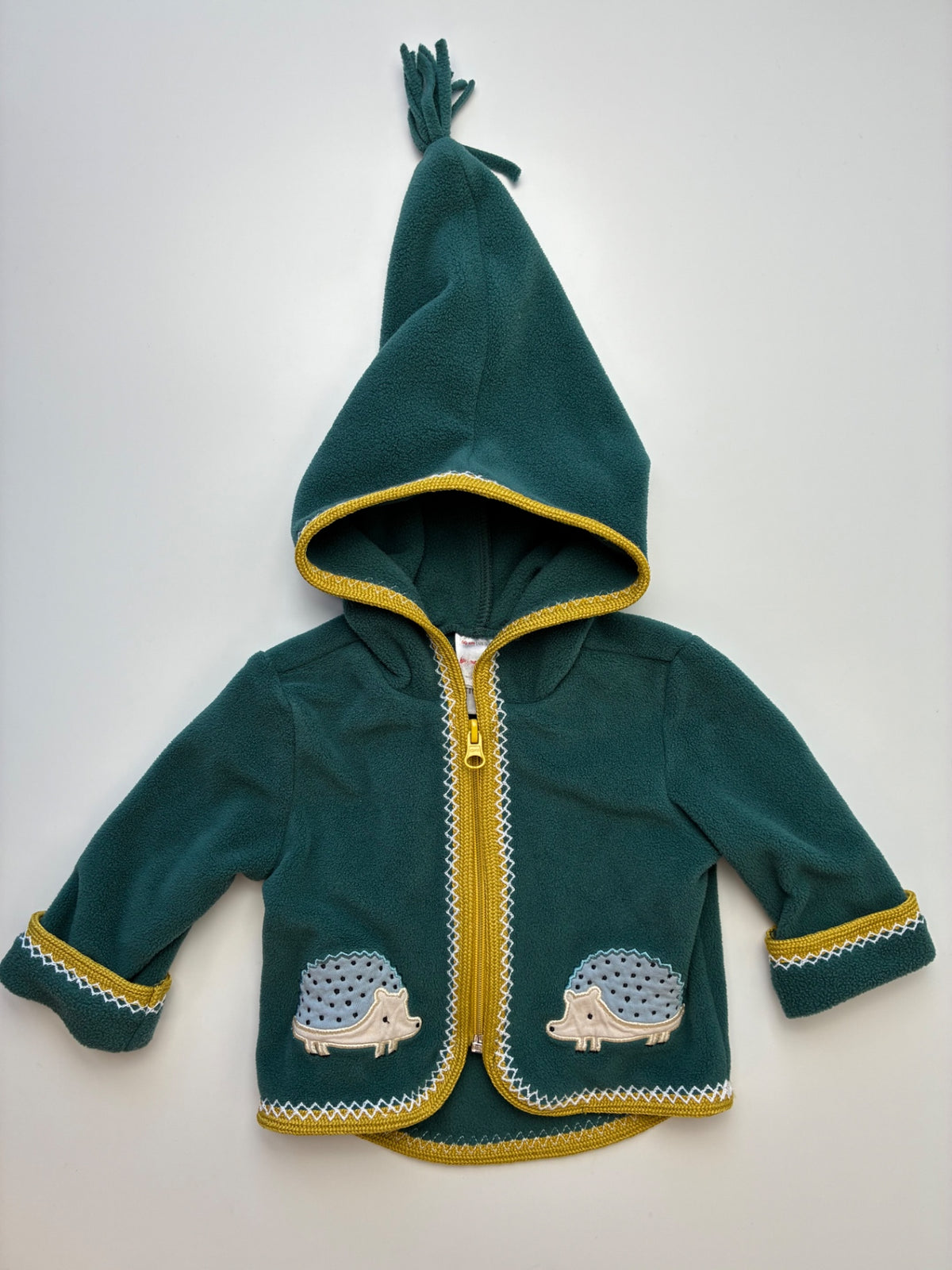 Hanna Andersson Jacket - Green Hedgehog Fleece Zip Up | size 3 - 6 Months