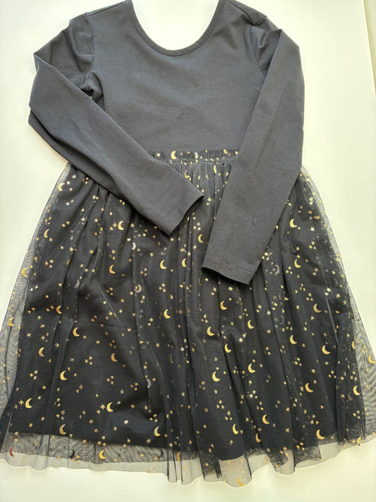 Hanna Andersson Dress - Black Long Sleeve Tulle Shimmer Dress | size 6/7