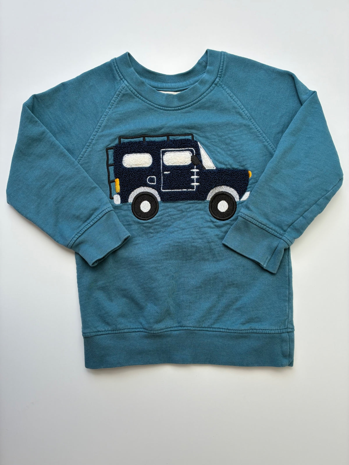 Monica + Andy Sweatshirt - Blue Crewneck Embroidered with Truck | size 2T