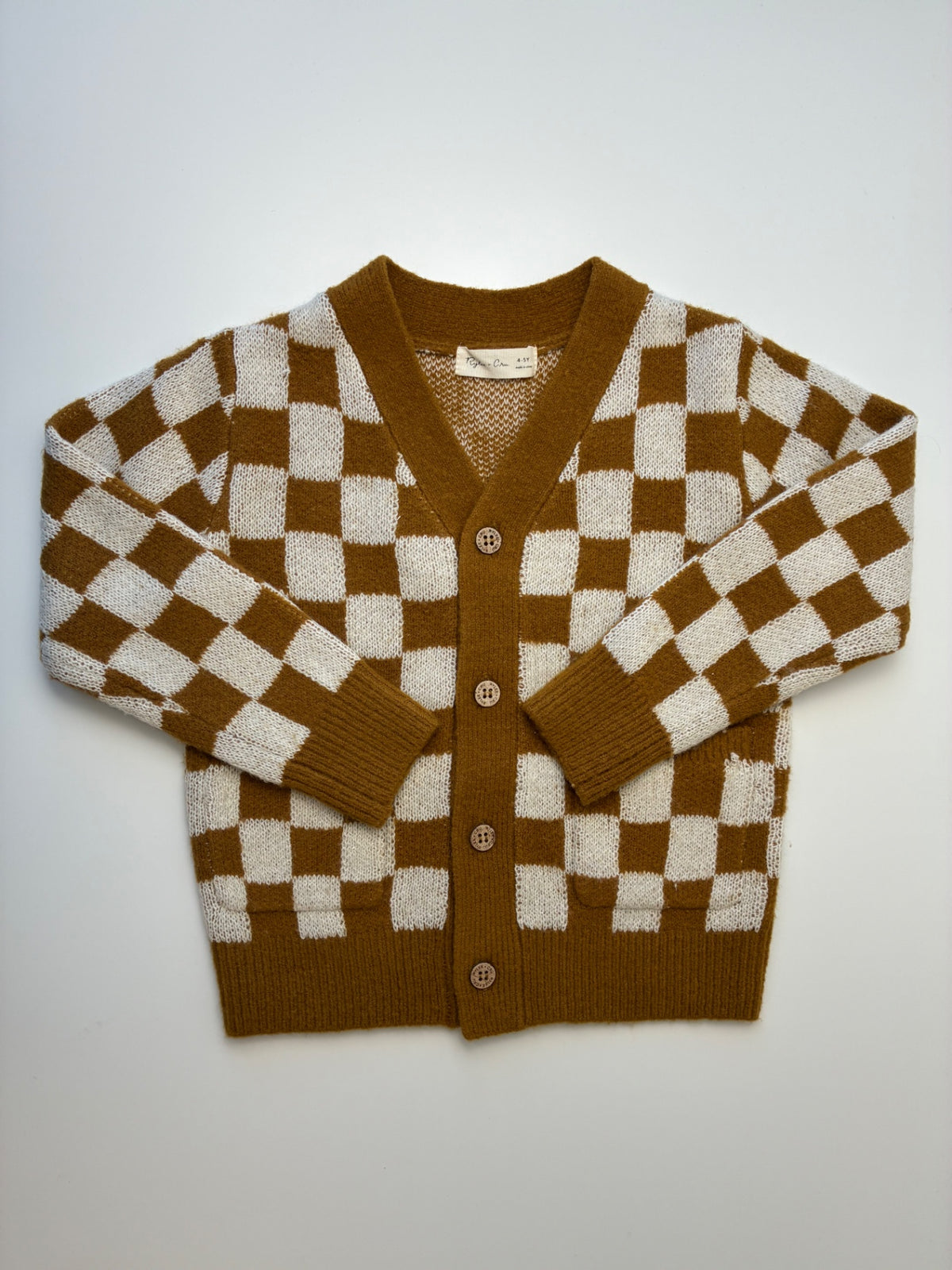 Rylee + Cru Sweater - Yellow Checkered Cardigan | size 4T/5T