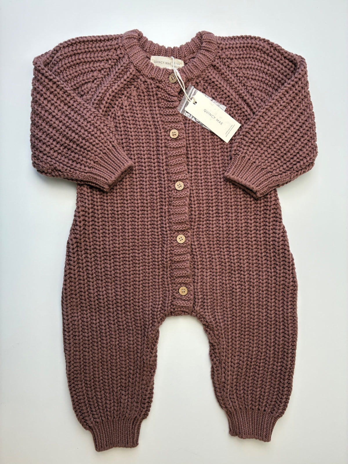 Quincy Mae Onesie - Brown 100% Organic Cotton Knit | size 6 - 12 Months