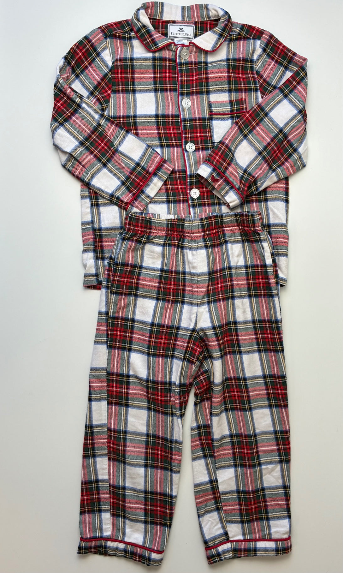 Petite Plume 2 Piece Ensemble - Multicolor Plaid Pajamas | size 5T