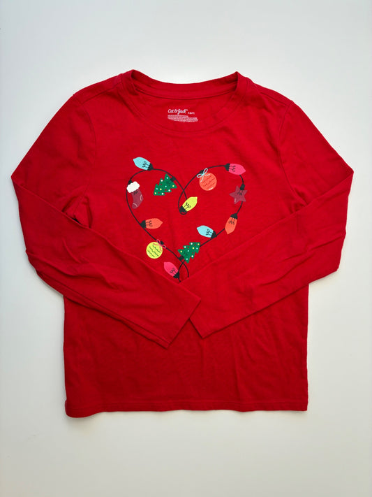 Cat & Jack Long Sleeve T-Shirt - Red Christmas Lights | size 6/7