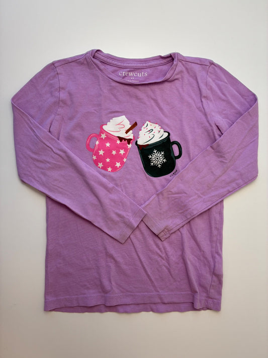 Crewcuts Long Sleeve T-Shirt - Purple Hot Cocoa Graphic | size 6/7