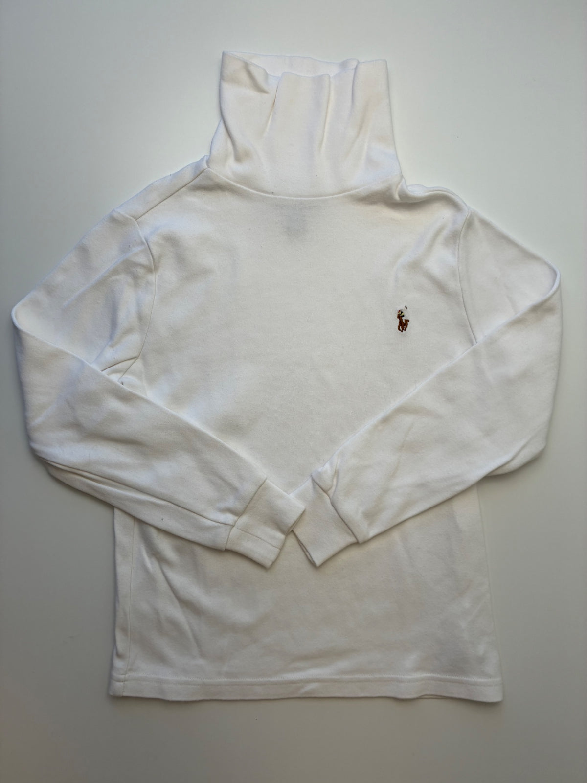 Polo Ralph Lauren Long Sleeve T-Shirt - White 100% Cotton Interlock Turtleneck | size 6