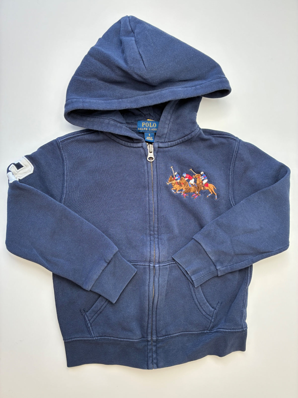 Polo Ralph Lauren Sweatshirt - Navy Blue Embroidered Zip Up Hoodie | size 5T