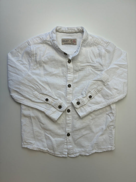 Zara Shirt - White Band Collar Button Up | size 5T