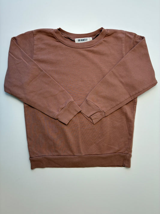 Go Gently Nation Sweatshirt - Brown 100% Organic Cotton Crewneck | size 5T