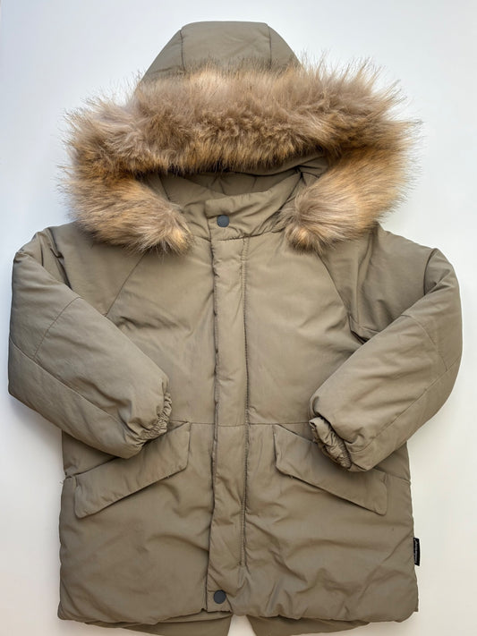 Zara Coat - Green Sherpa Lined Puffer + Fur Hood | size 3T/4T