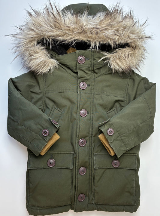 Crewcuts Coat - Green Fur Hood Puffer | size 3T
