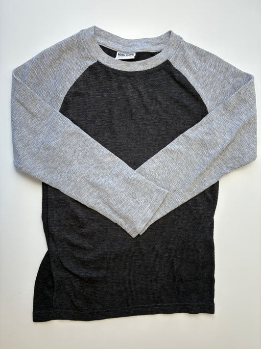 Mish Boys Long Sleeve T-Shirt - Black Waffle Knit Raglan| size 7