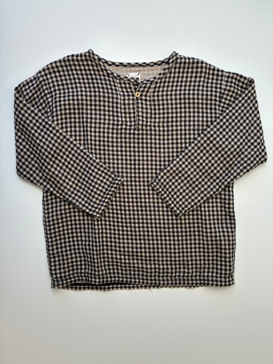 Analogie by Lil Legs Shirt - Black 100% Cotton Gingham | size 6