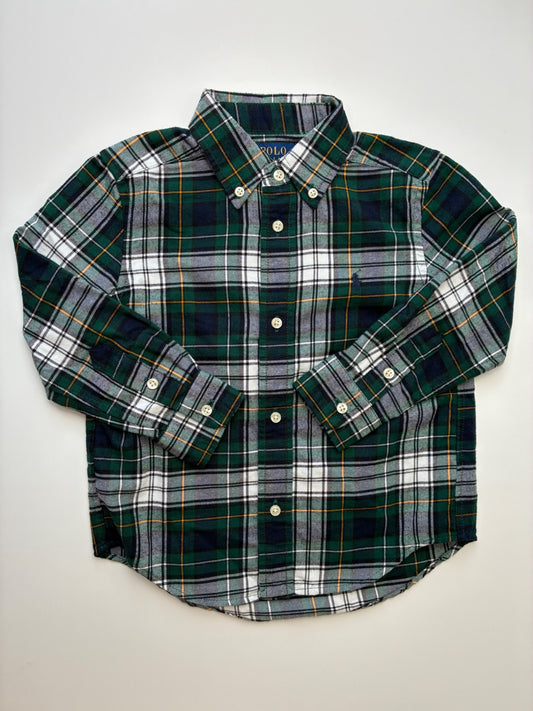 Polo Ralph Lauren Shirt - Green Plaid Button Down | size 3T