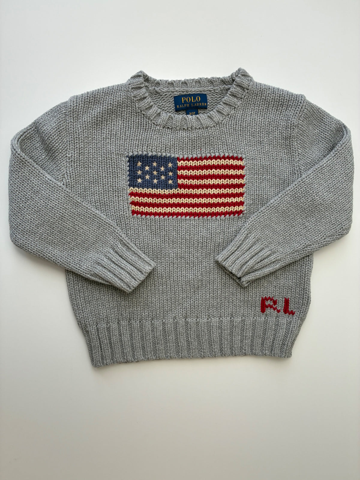 Polo Ralph Lauren Sweater - Gray 100% Cotton American Flag | size 3T