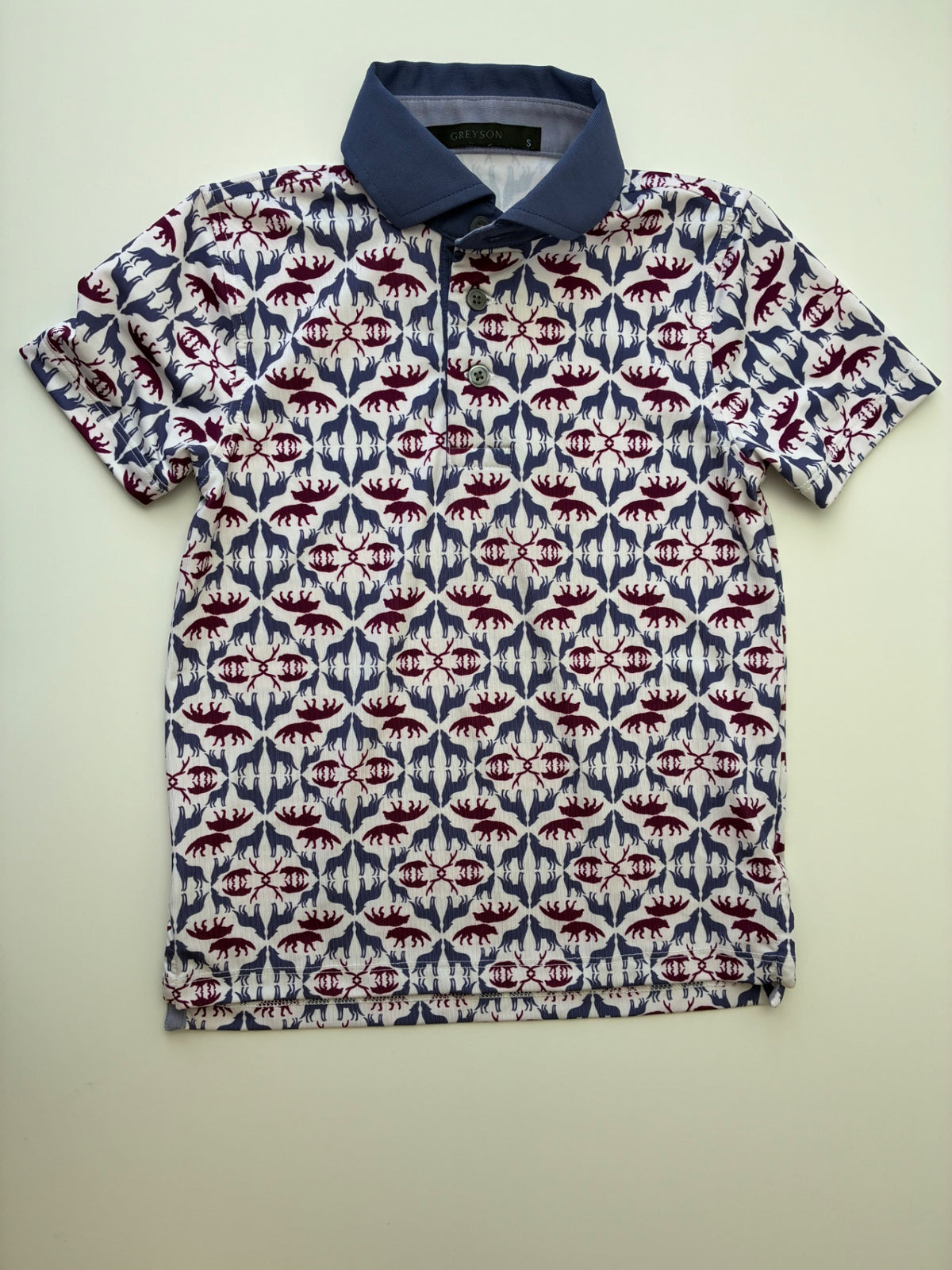 Greyson Shirt - Purple Wolf Print Polo | size 4T/5T