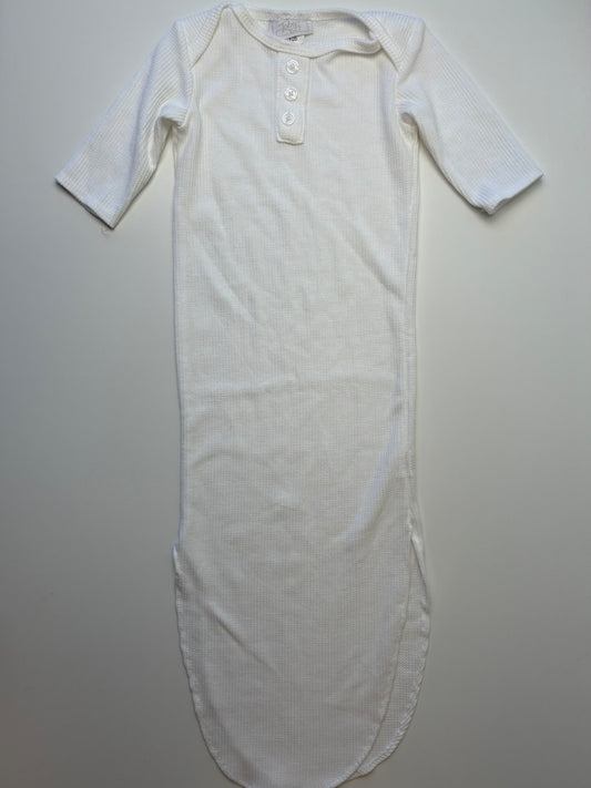 Toby Onesie - White Waffle Knit Knotted Gown | size Newborn