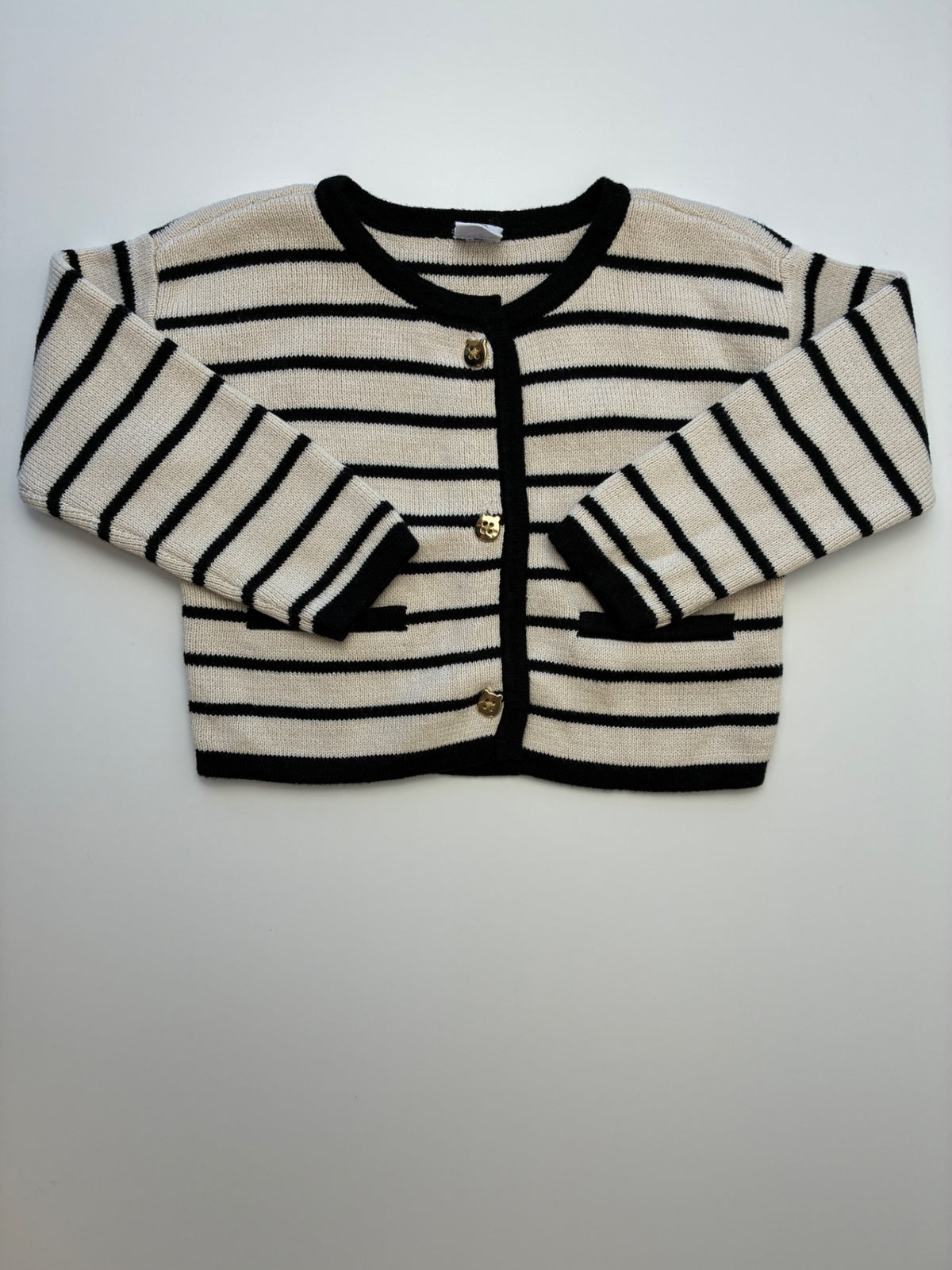 Baby Gap Sweater - Cream 100% Cotton Striped Cardigan | size 18 - 24 Months