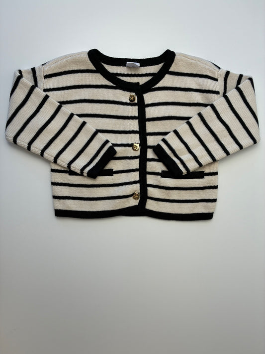Baby Gap Sweater - Cream 100% Cotton Striped Cardigan | size 18 - 24 Months