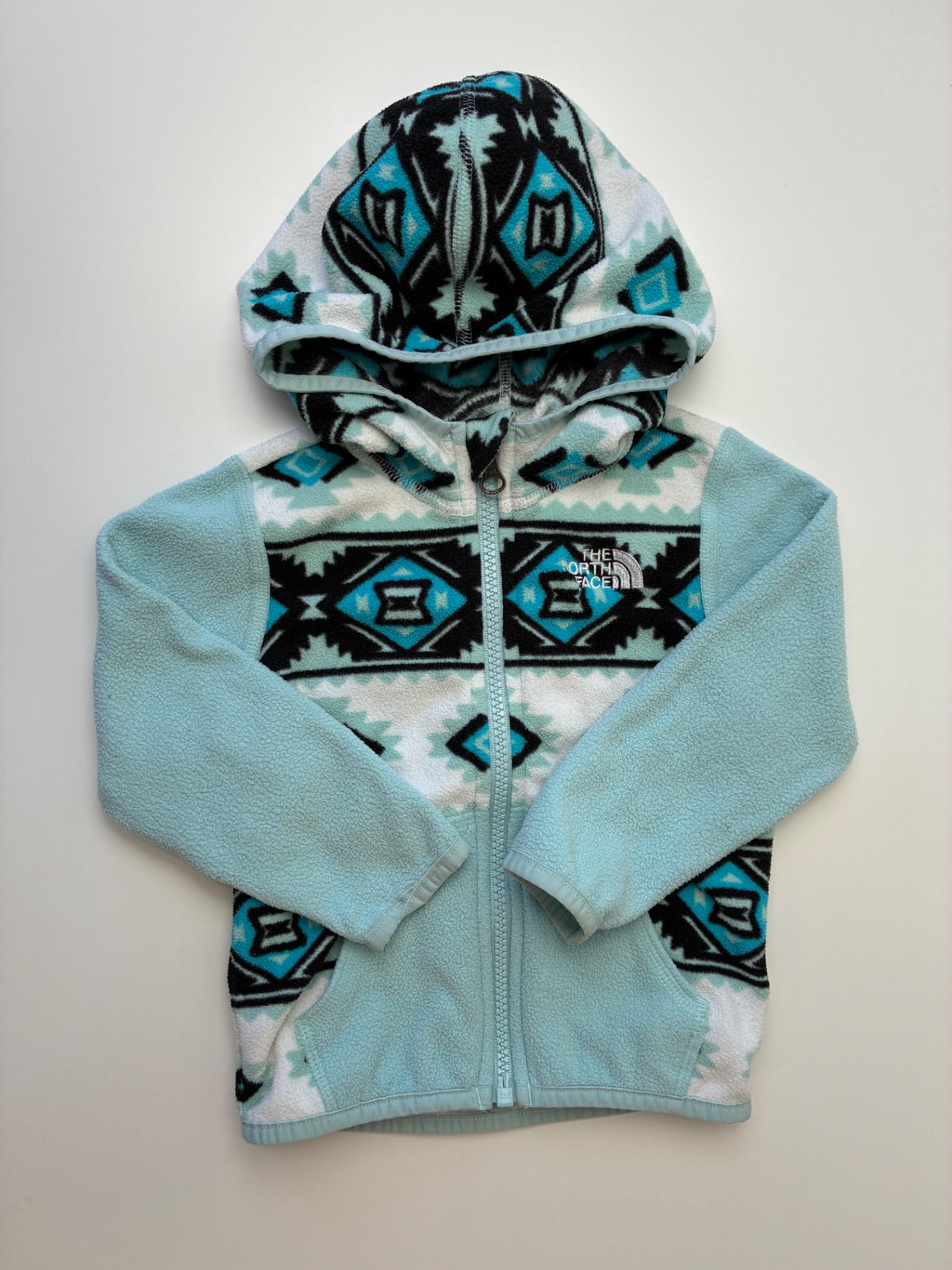 The North Face Jacket - Blue Geometric Print Fleece Zip Up | size 12 - 18 Months