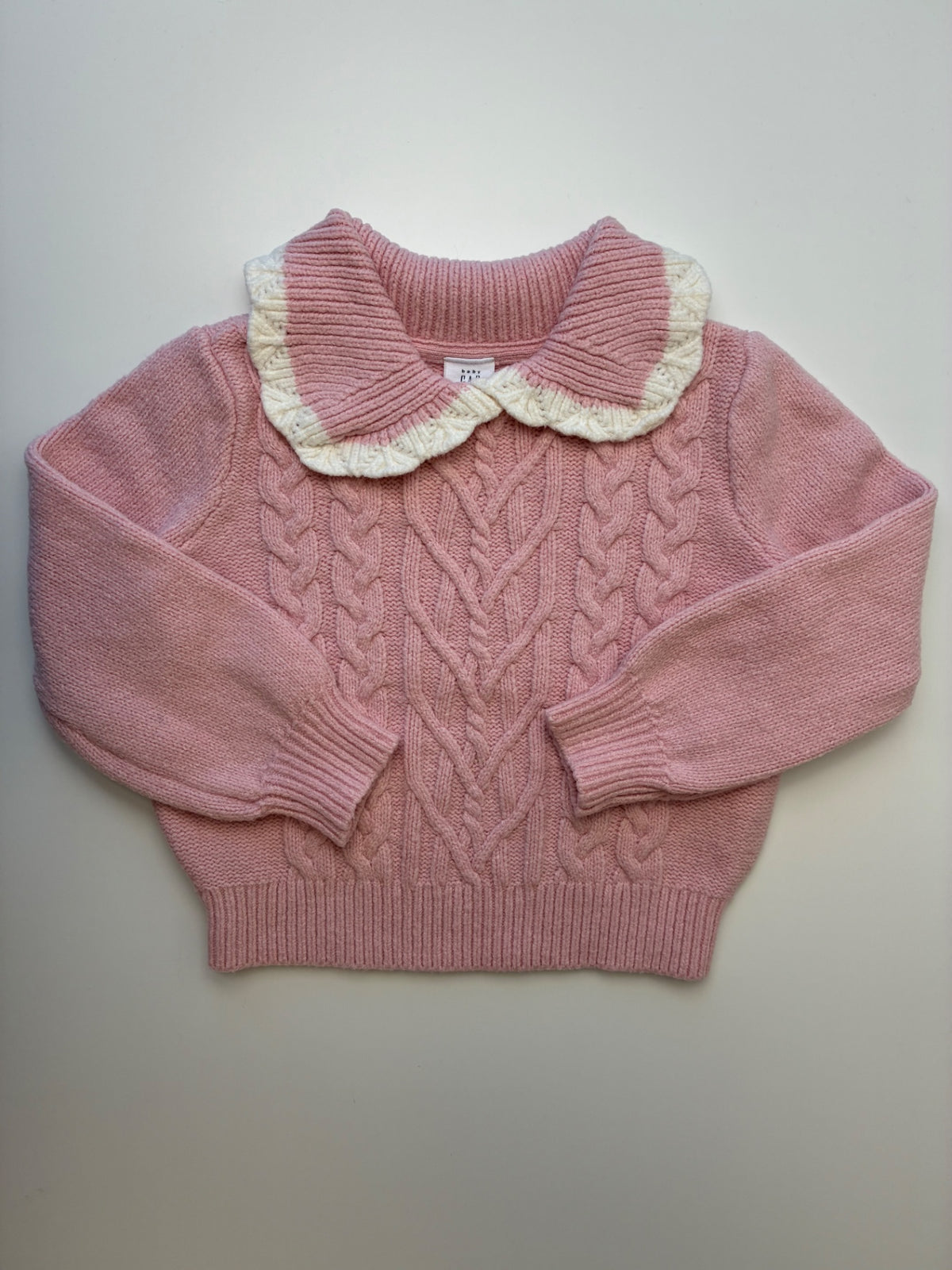 Baby Gap Sweater - Pink Cable Knit + Collar | size 2T