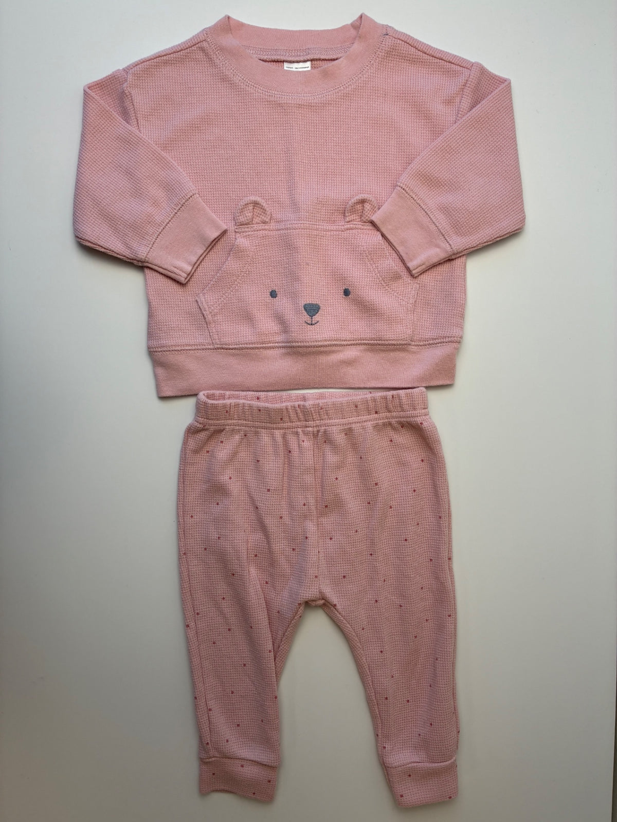 Carter's 2 Piece Ensemble - Pink Waffle Knit Long Sleeve + Leggings | size 6 - 9 Months