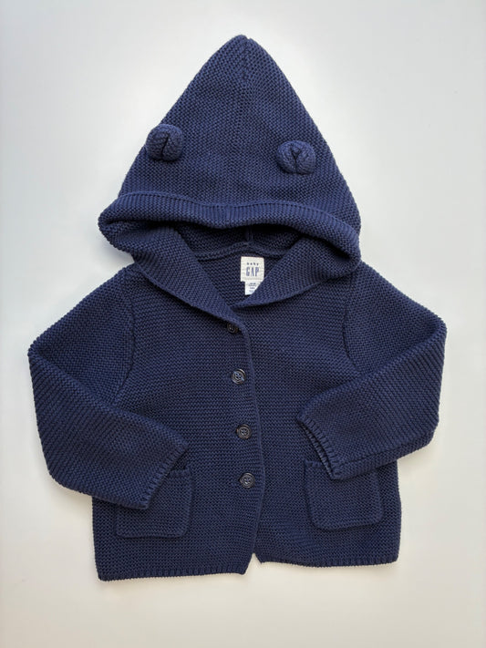 Baby Gap Sweater - Navy Blue Cardigan w/ Hood | size 12 - 18 Months