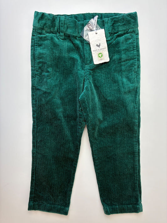 Hope & Henry Pants - Green Corduroy | size 3T