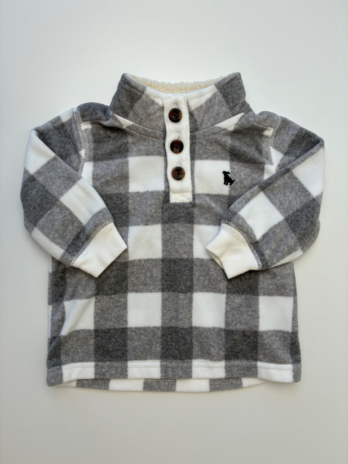 Carter's Sweatshirt - Gray Fleece Buffalo Check | size 6 Months