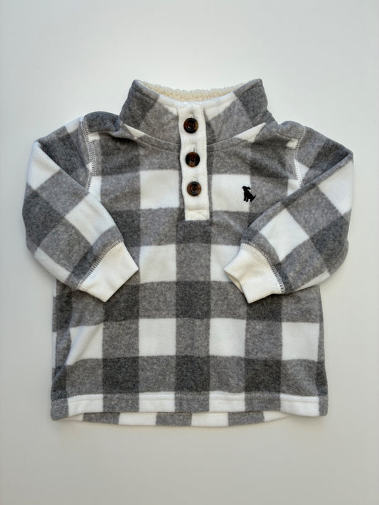 Carter's Sweatshirt - Gray Fleece Buffalo Check | size 6 Months
