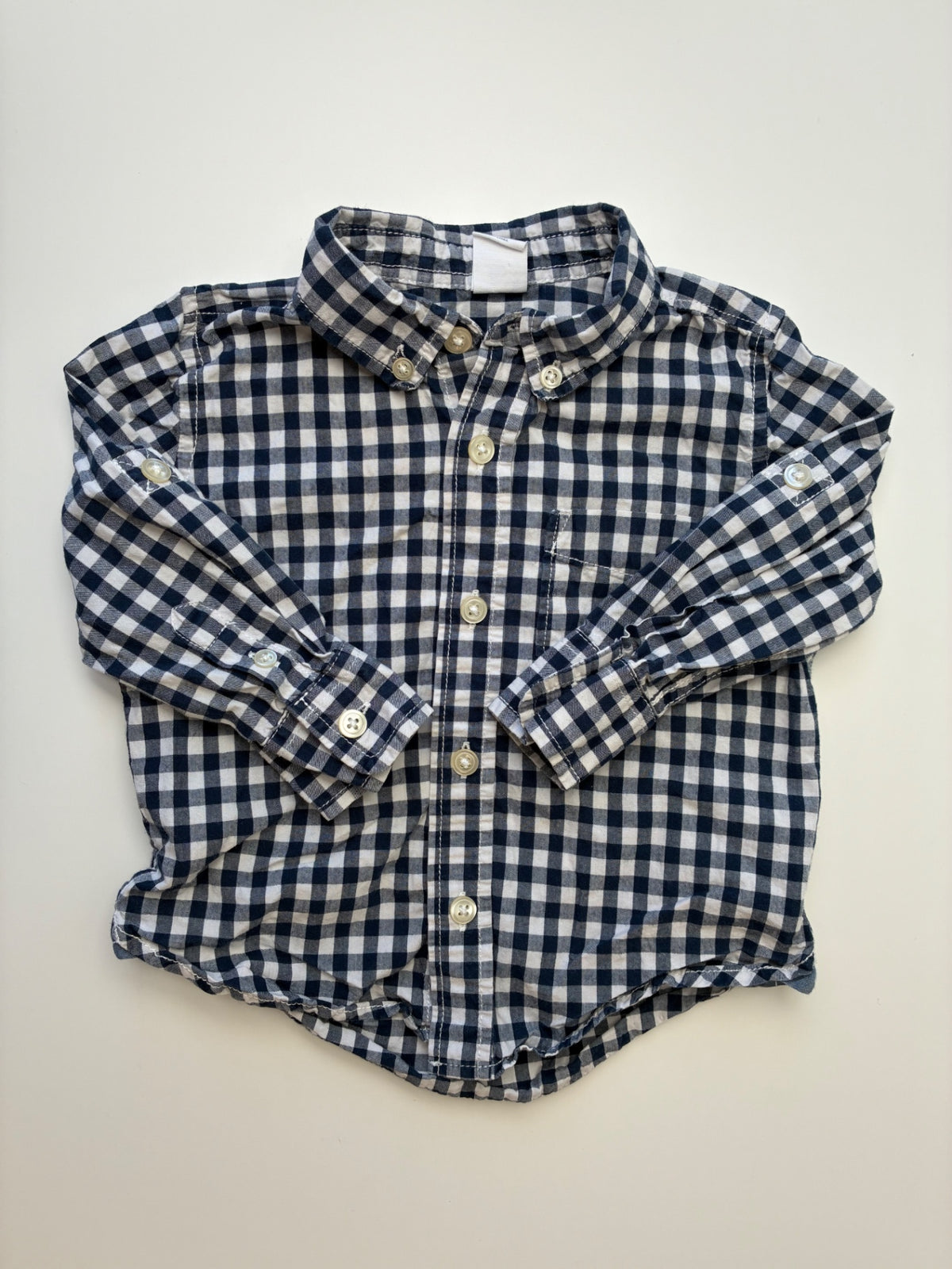 Baby Gap Shirt - Navy Blue Gingham Button Down | size 12 - 18 Months