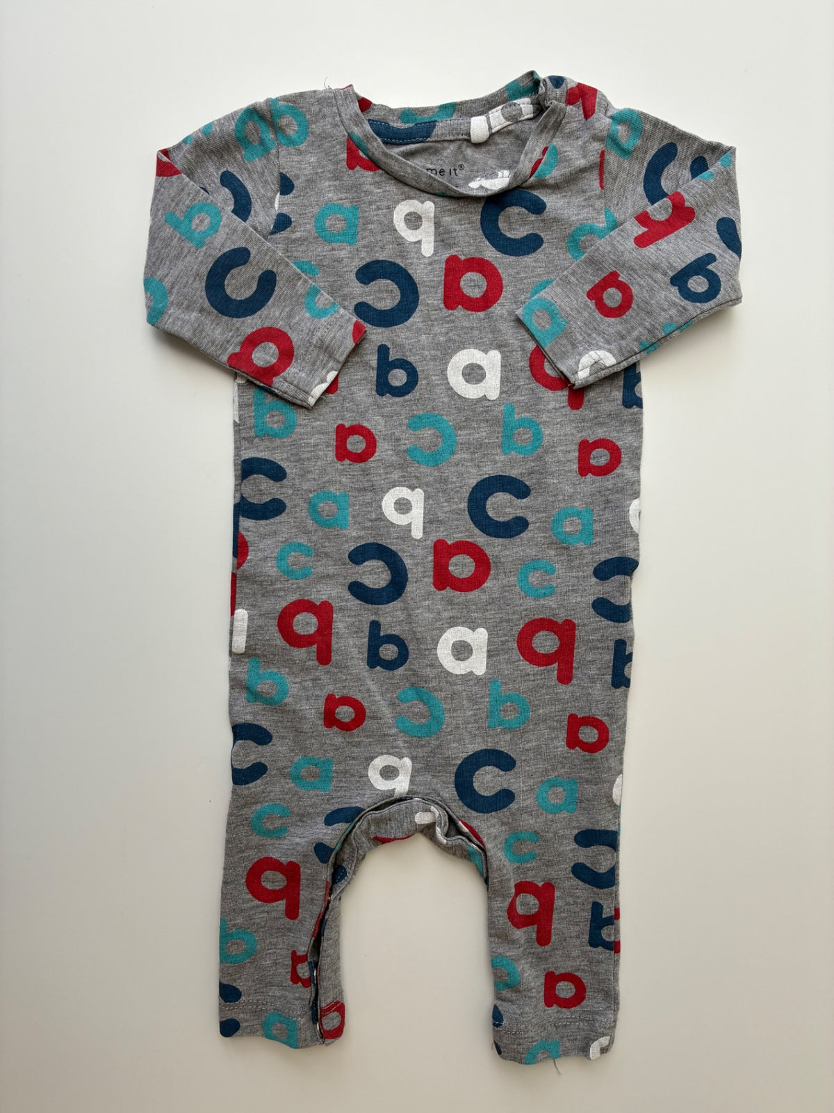 Name It Onesie - Gray ABC Playsuit | size 1 - 2 Months