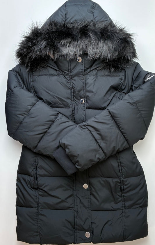 Abercrombie Kids Coat - Black Fleece Lined Fur Hood Parka | size 9/10