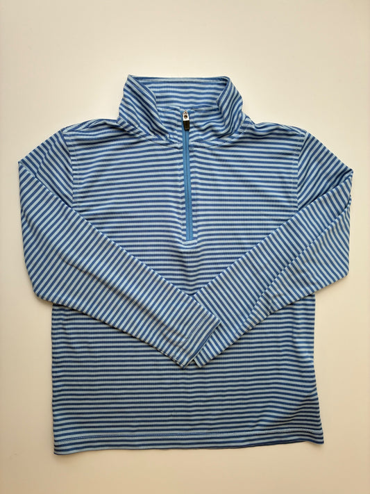 Crewcuts Sweatshirt - Blue Striped Performance 1/4 Zip | size 4T/5T
