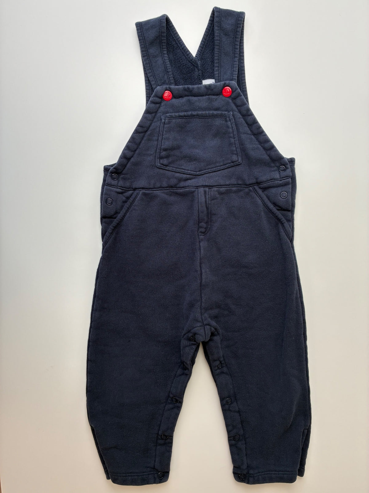 Petit Bateau Overalls - Navy Blue 100% Cotton French Terry | size 24 Months