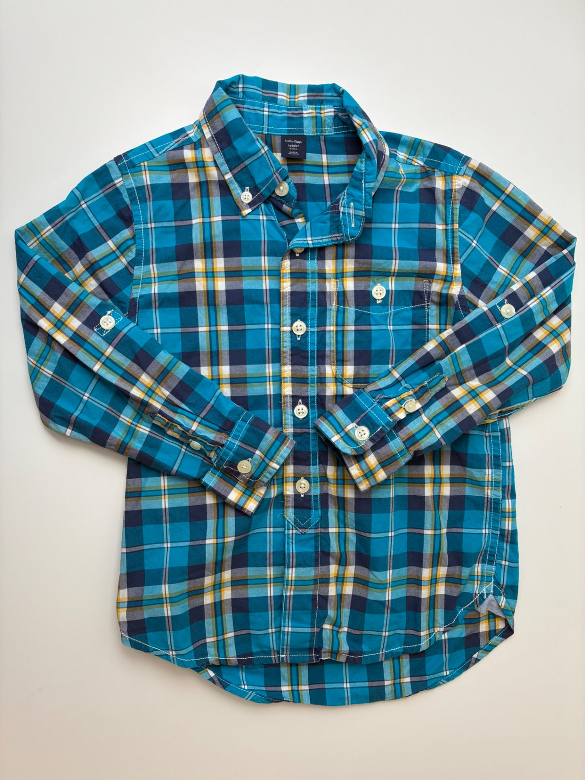 Baby Gap Shirt - Blue Plaid Button Down | size 5T