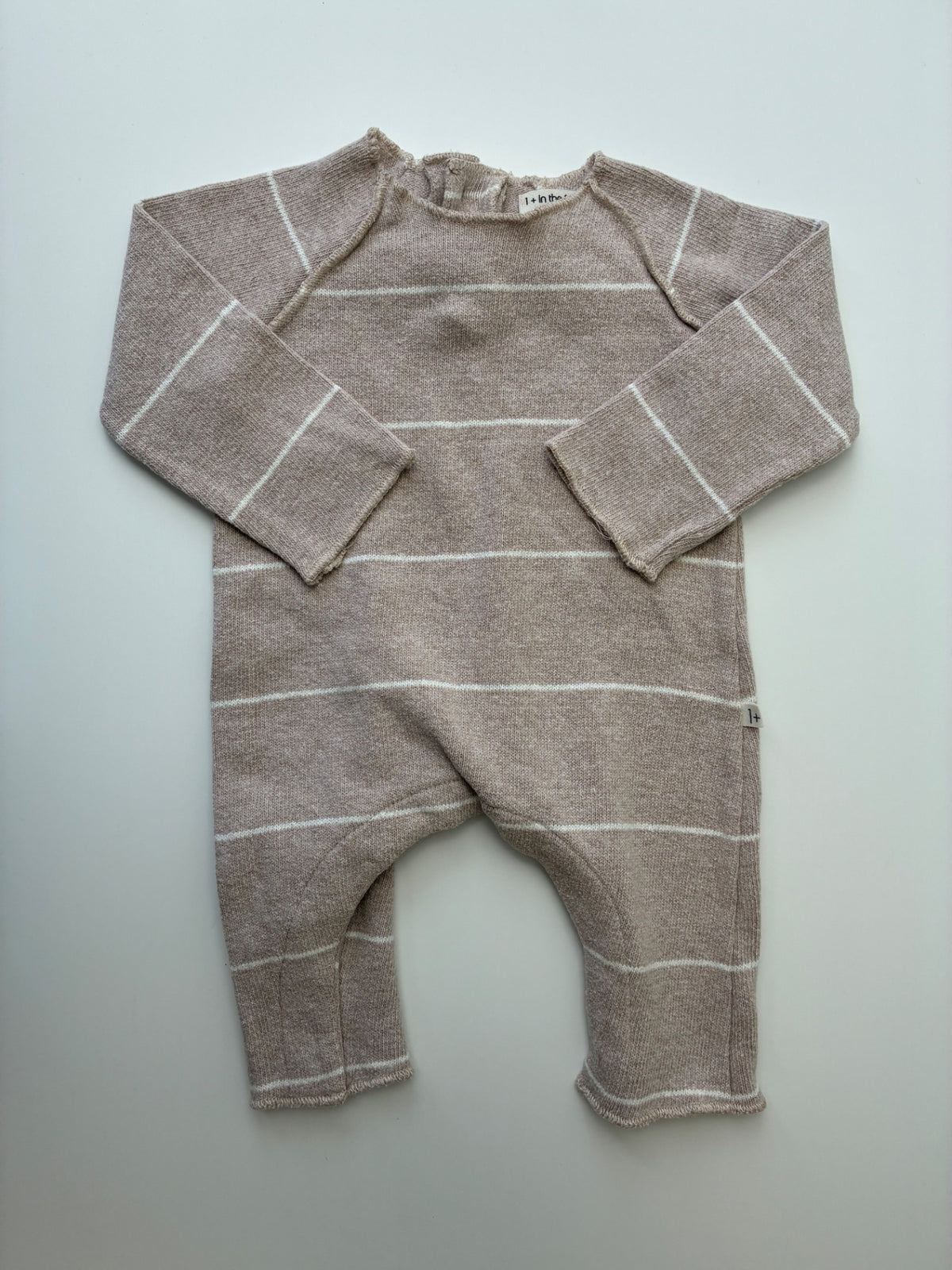 1+ in the family Onesie - Tan Knit Striped | size 3 Months