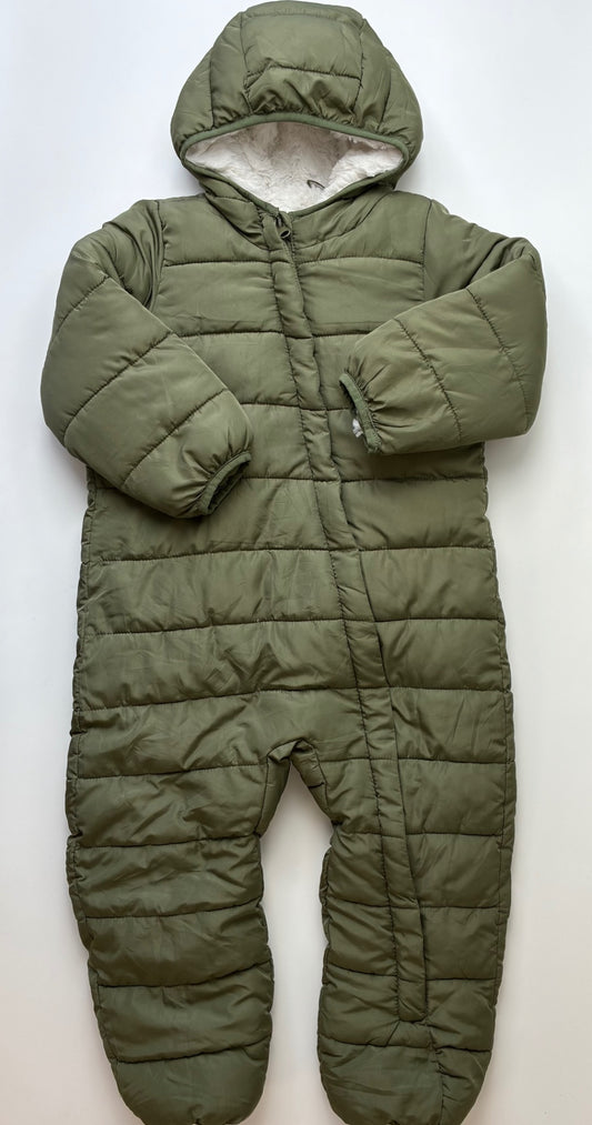 Lily & Dan Snow Pants & Suits - Green Fur Lined Puffer | size 3T/4T