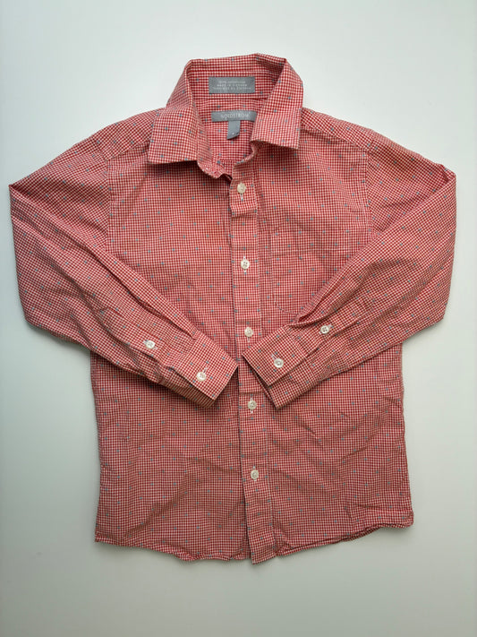 Nordstrom Shirt - Orange 100% Cotton Gingham Button Up | size 5T