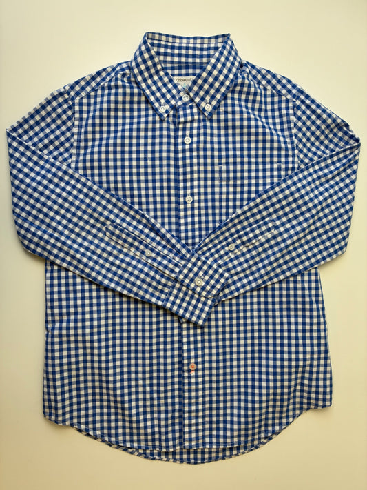 Crewcuts Shirt - Blue 100% Cotton Gingham Button Down | size 8