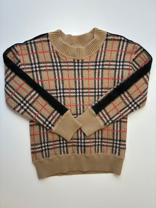 Burberry Sweater - Brown 100% Merino Wool Check | size 8
