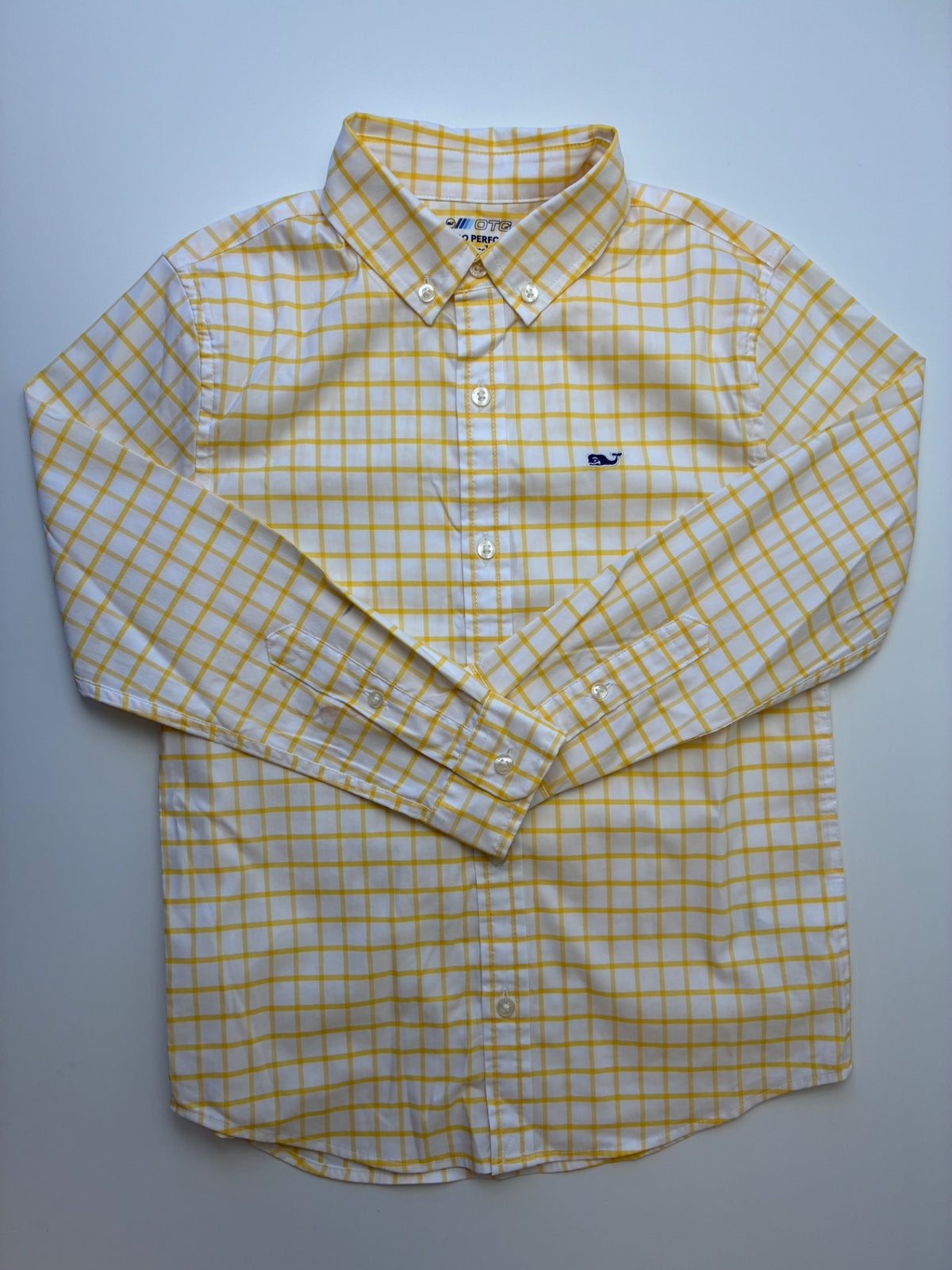 Vineyard Vines Shirt - Yellow On-The-Go Performance Plaid Button Down | size 7