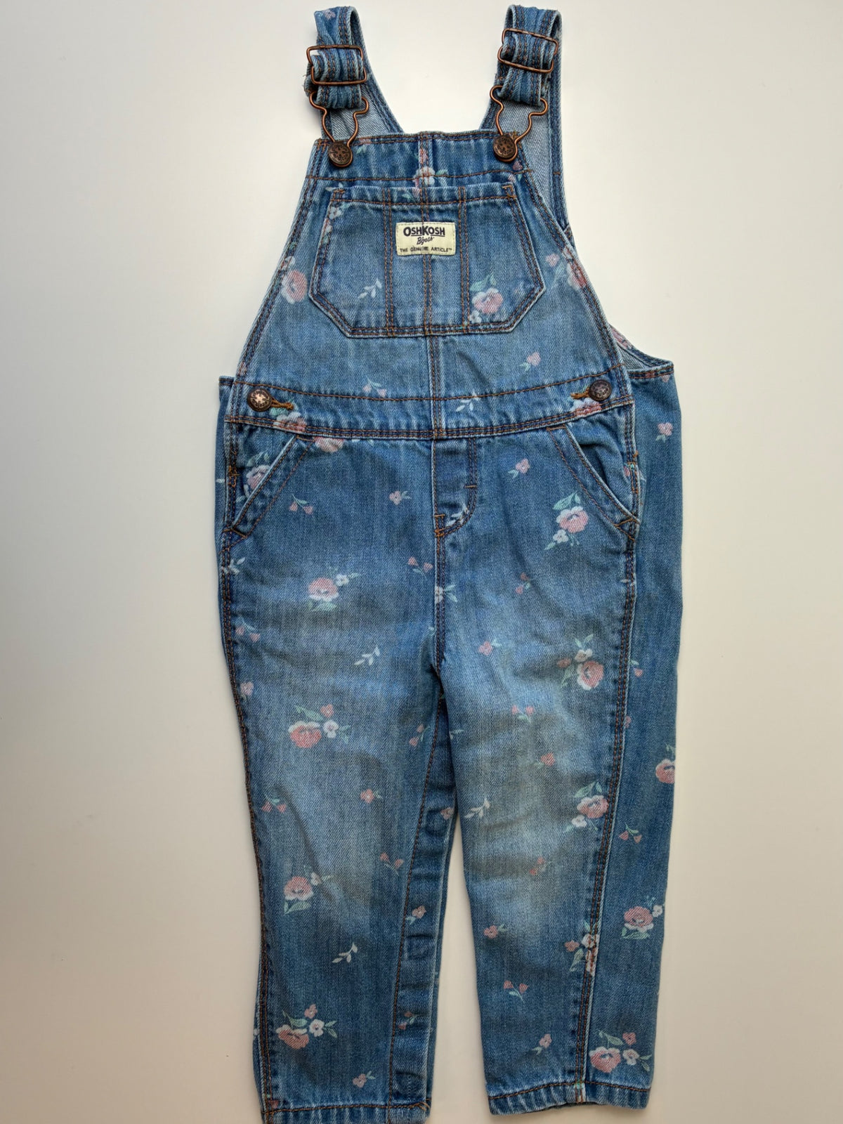 Oshkosh B'Gosh Overalls - Blue Floral Denim | size 18 - 24 Months