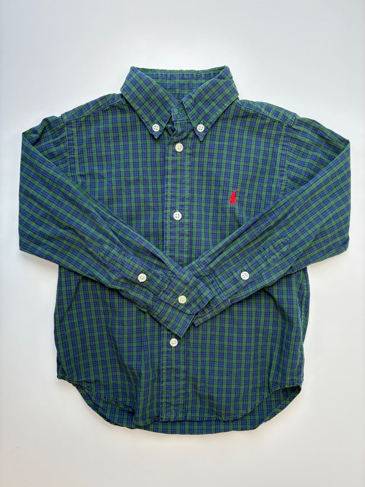 Ralph Lauren Shirt - Green 100% Cotton Plaid Button Down | size 2T