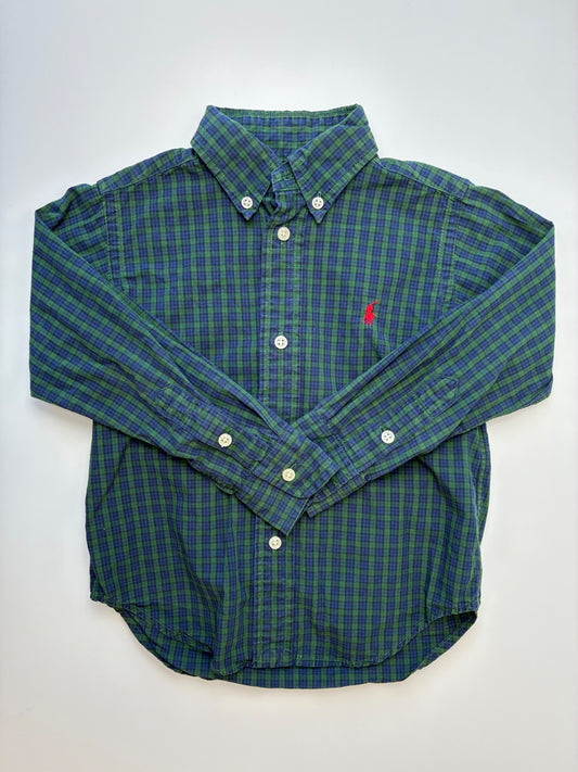 Ralph Lauren Shirt - Green 100% Cotton Plaid Button Down | size 2T
