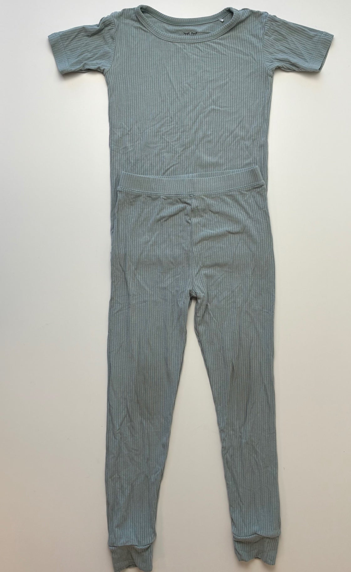 Little Sleepies 2 Piece Ensemble - Green Ribbed Short Sleeve Pajamas | size 4T