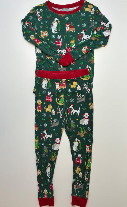 Little Sleepies 2 Piece Ensemble - Green Holiday Dogs Long Pajamas | size 4T
