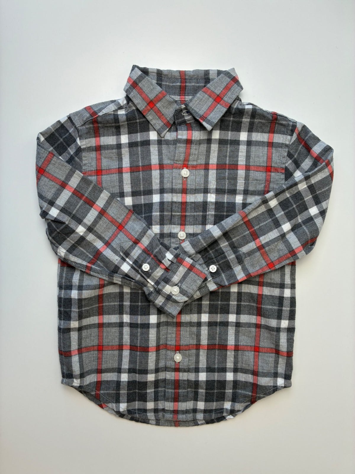 Janie and Jack Shirt - Gray Plaid Flannel Button Up | size 2T