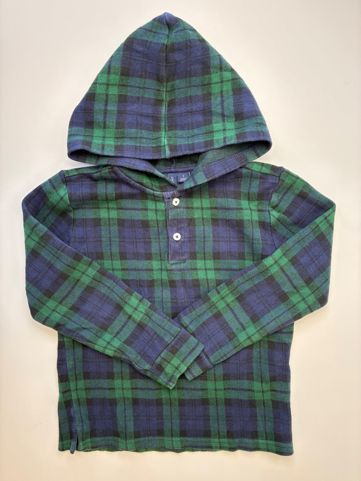 Janie and Jack Sweatshirt - Green Plaid Hoodie | size 6