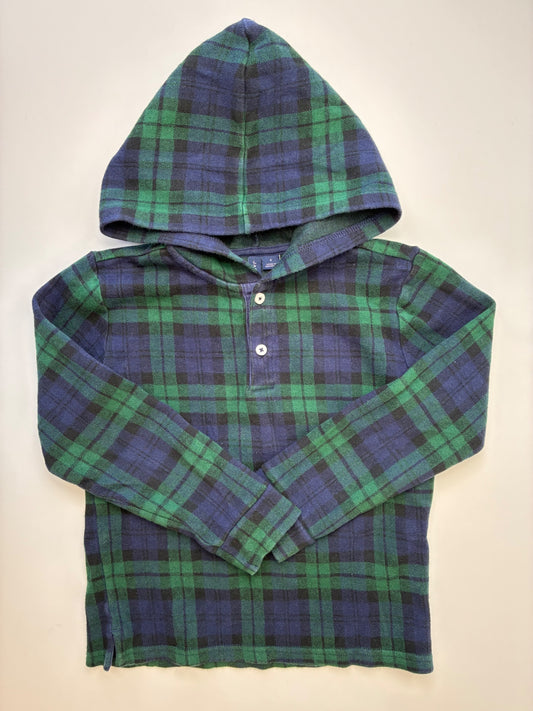 Janie and Jack Sweatshirt - Green Plaid Hoodie | size 6