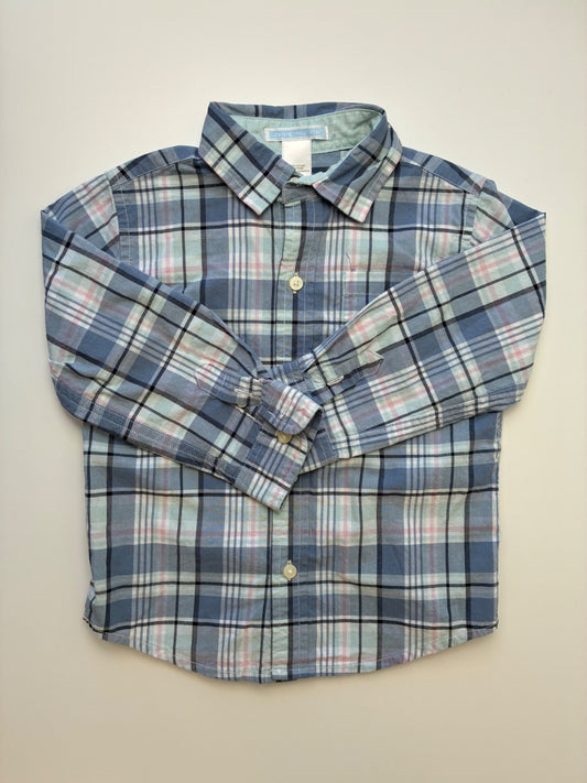 Janie and Jack Shirt - Blue 100% Cotton Plaid Button Up | size 2T
